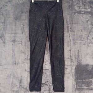 Aerie Leggings Womens Medium Black Gray Chill Play Move High Rise Ruched Printed